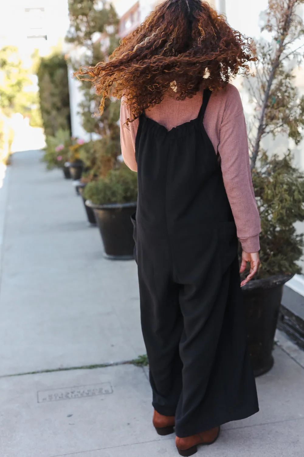 Black Wide Leg Adjustable Baggy Jumpsuit