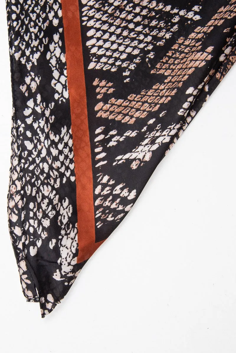 Black Wine Snake Print Chiffon Scarf - Carris