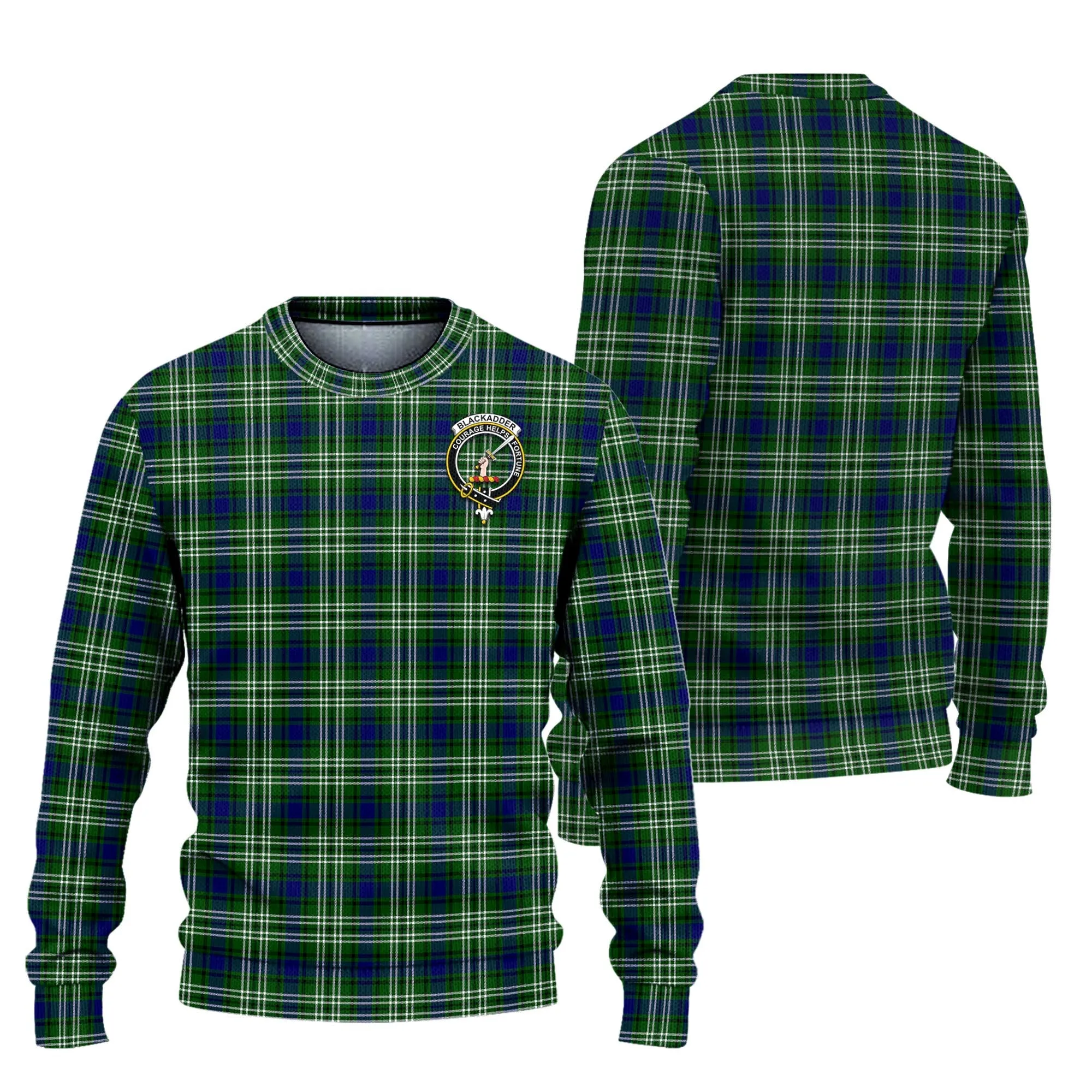 Blackadder Tartan Ugly Sweater with Family Crest