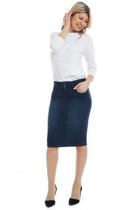 Blue Jean Pencil Skirt with Pockets 'Beverly Hills'