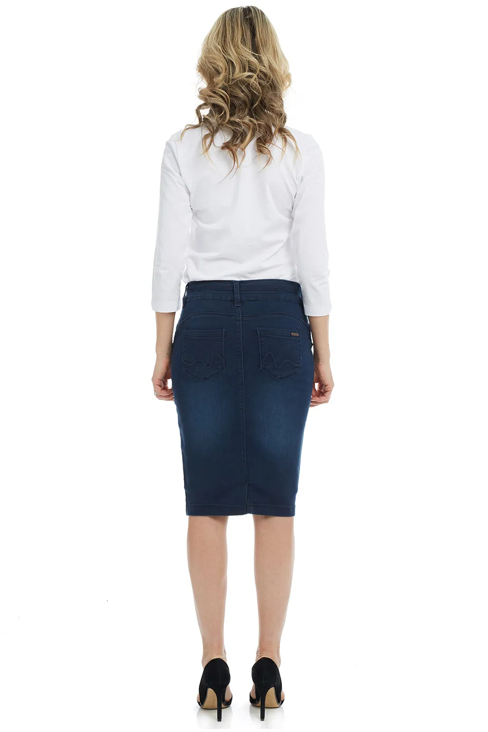 Blue Jean Pencil Skirt with Pockets 'Beverly Hills'