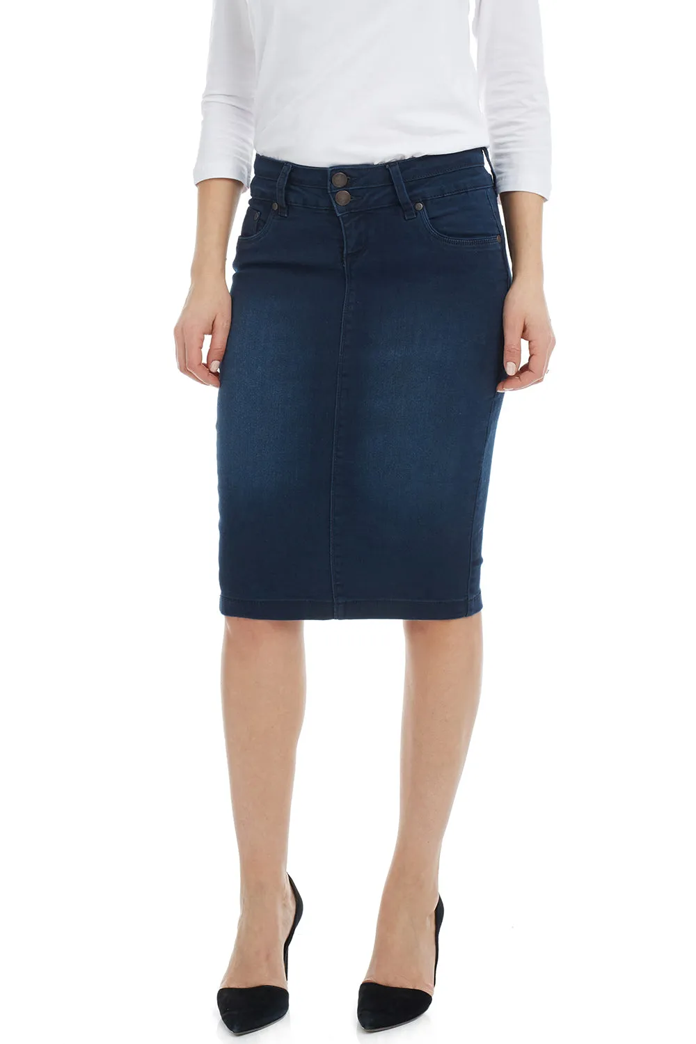 Blue Jean Pencil Skirt with Pockets 'Beverly Hills'