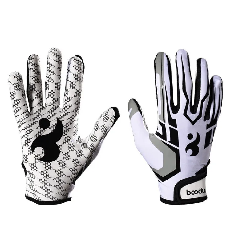 BOODUN C281071G Baseball Rugby Gloves Fitness Sports Anti-Slip Outdoor Hiking Gloves(White L)