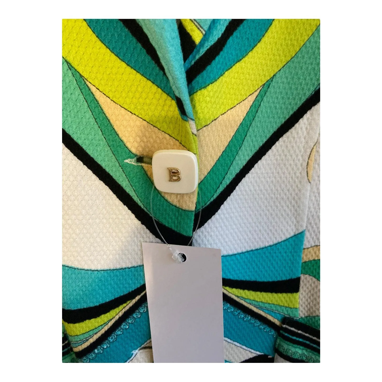 Botto Pucci Green Cotton Multi-Coloured Long Sleeved Jacket UK Size 14