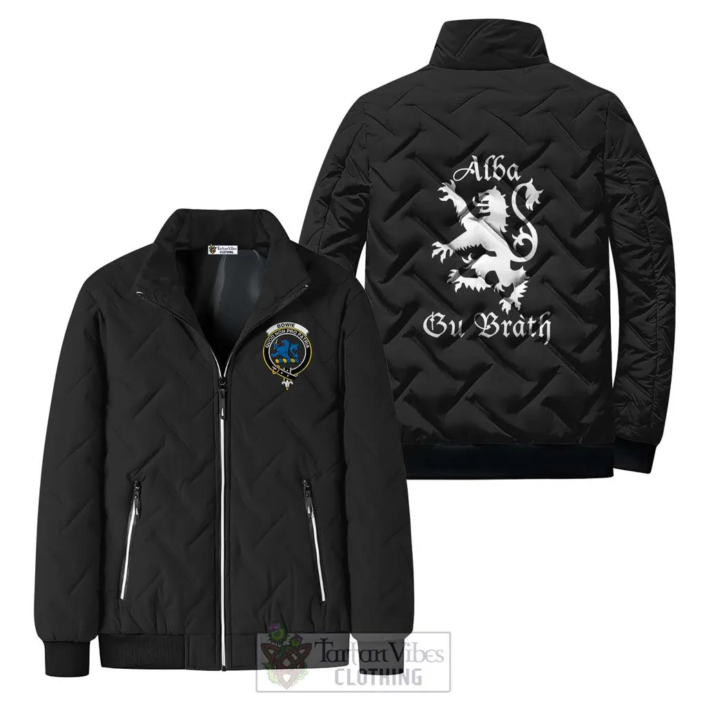 Bowie Family Crest Padded Cotton Jacket Lion Rampant Alba Gu Brath Style