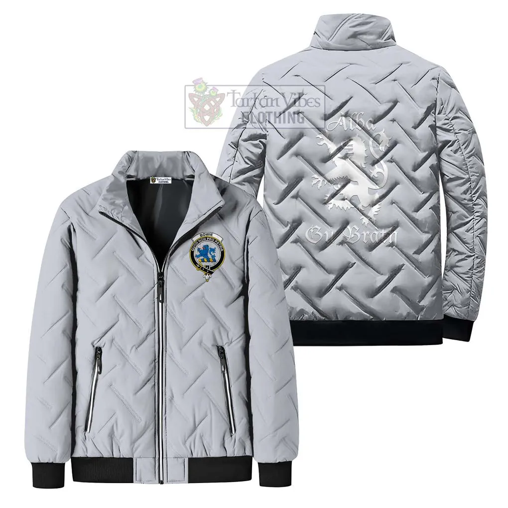 Bowie Family Crest Padded Cotton Jacket Lion Rampant Alba Gu Brath Style