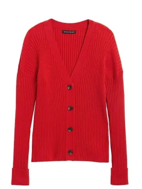 Boxy Cardigan Sweater in Hot Red