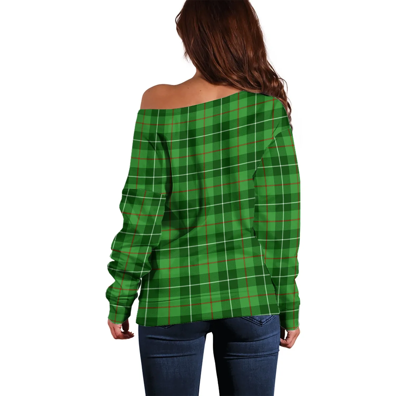 Boyle Tartan Off Shoulder Women Sweater with Family Crest