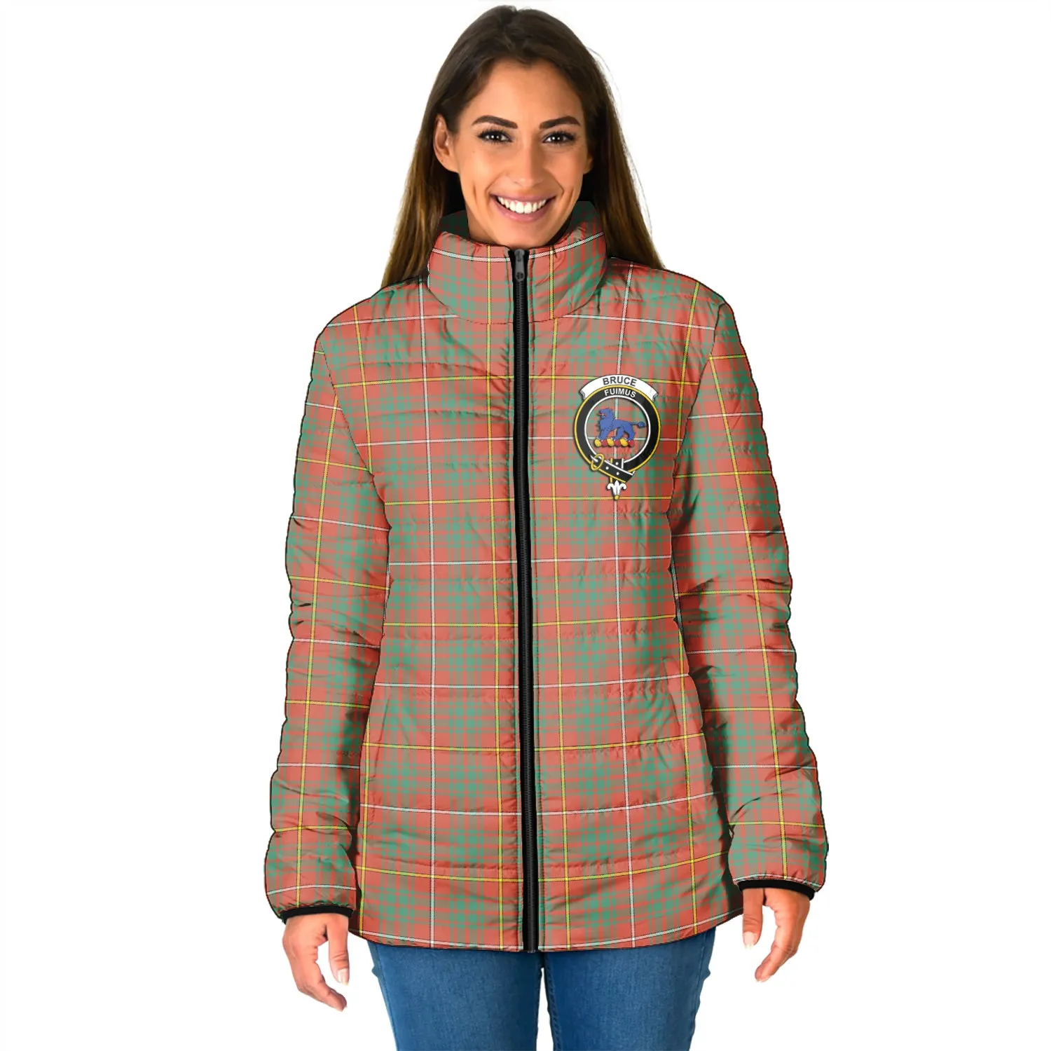 Bruce Ancient Tartan Padded Jacket with Family Crest