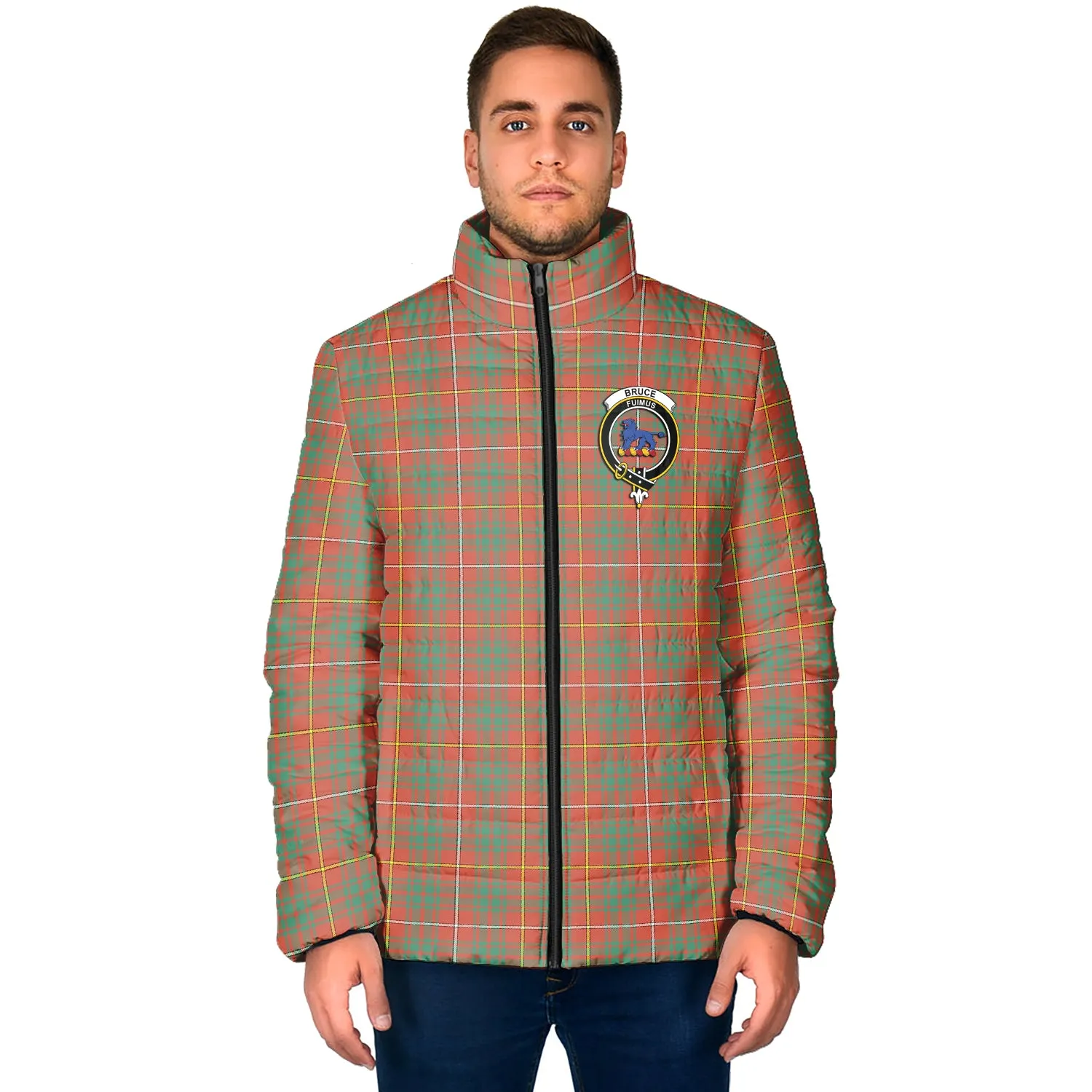 Bruce Ancient Tartan Padded Jacket with Family Crest