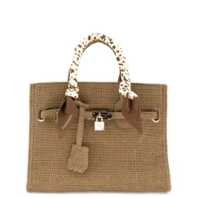 Burlap Satchel with Scarf Handle