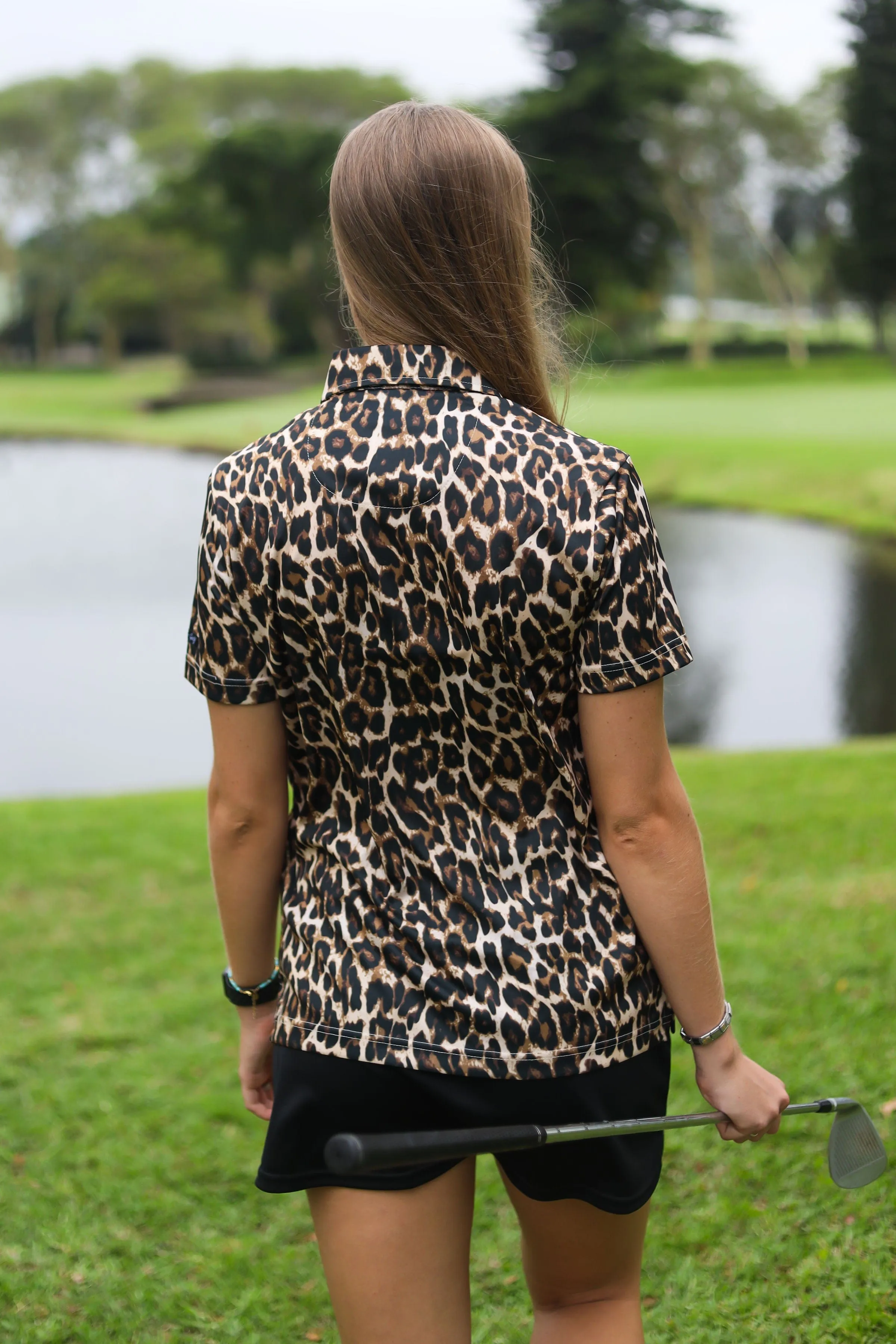 CA Ladies Funky Golf Shirt | Leopard Print