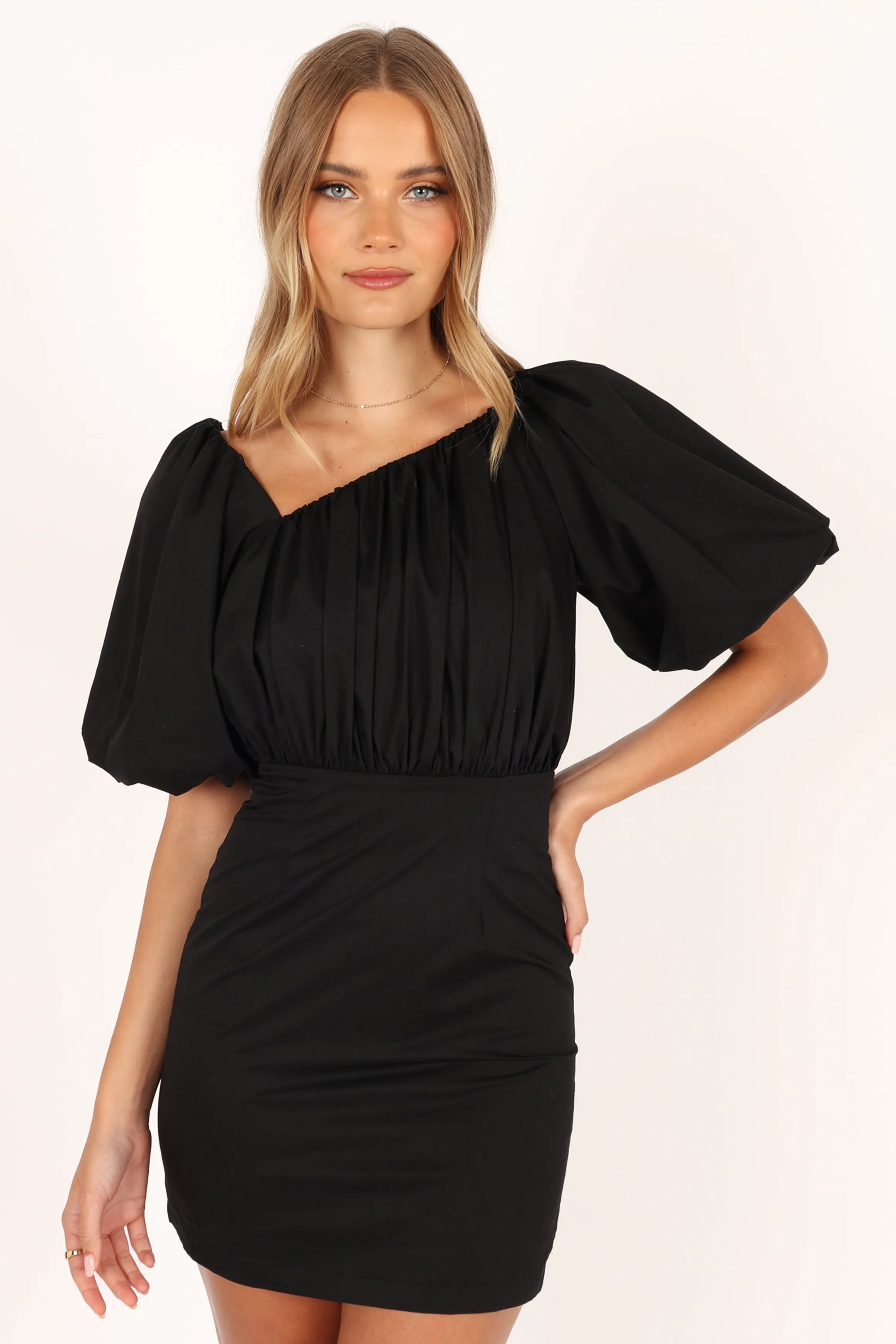 Cabello One Shoulder Mini Dress - Black