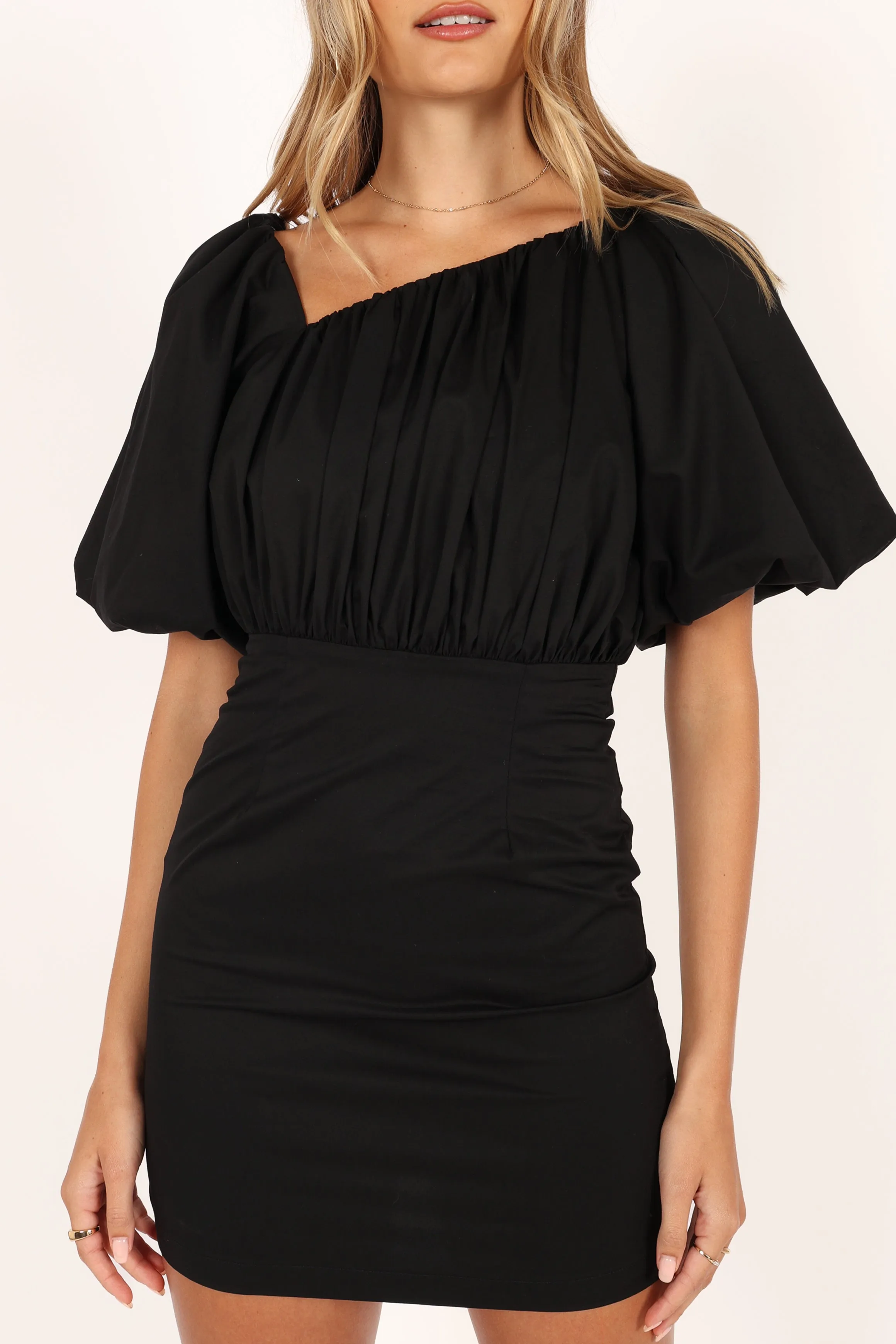 Cabello One Shoulder Mini Dress - Black