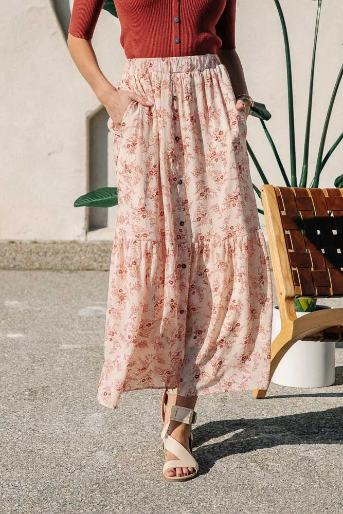 Camellia Printed Midi Skirt