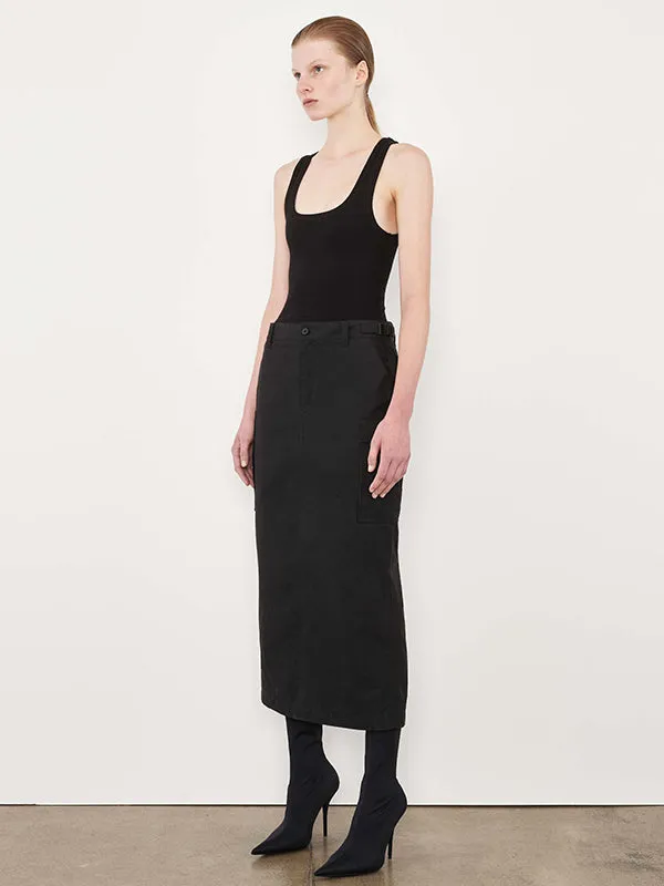 Cargo Skirt Midi in Black