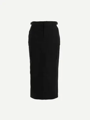 Cargo Skirt Midi in Black