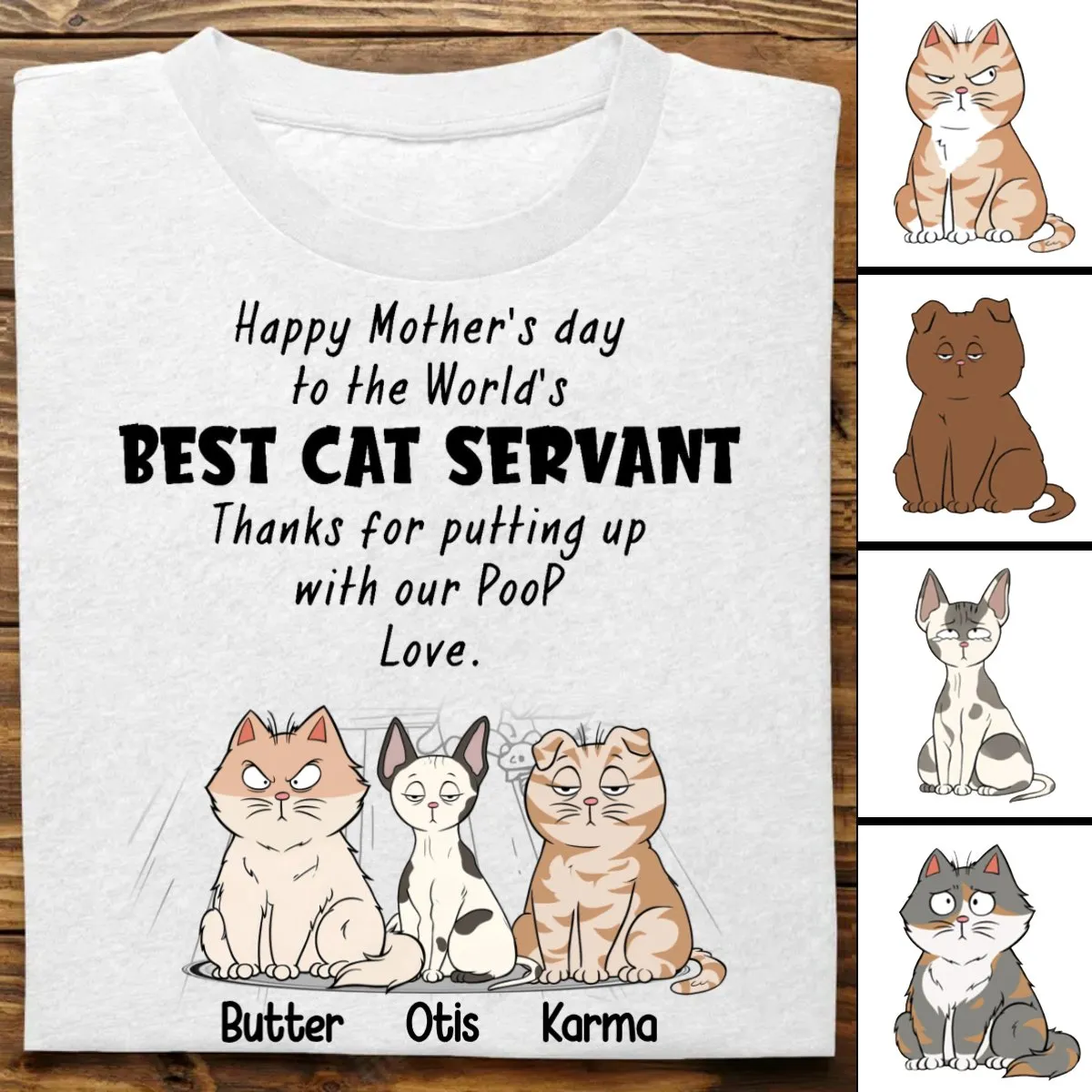 Cat Lovers - Happy Mother's Day To The World Best Cat Servant - Personalized Unisex T-shirt, Hoodie, Sweatshirt (TC)