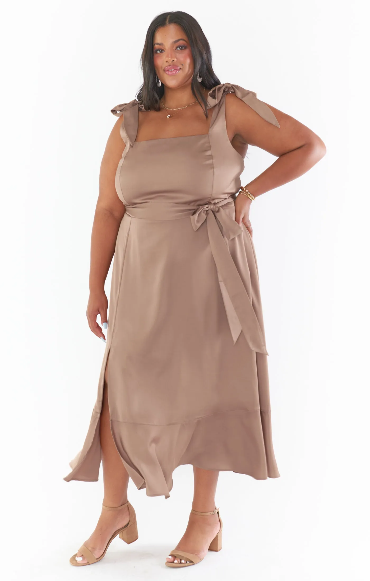 Claire Midi Dress ~ Dune Luxe Satin