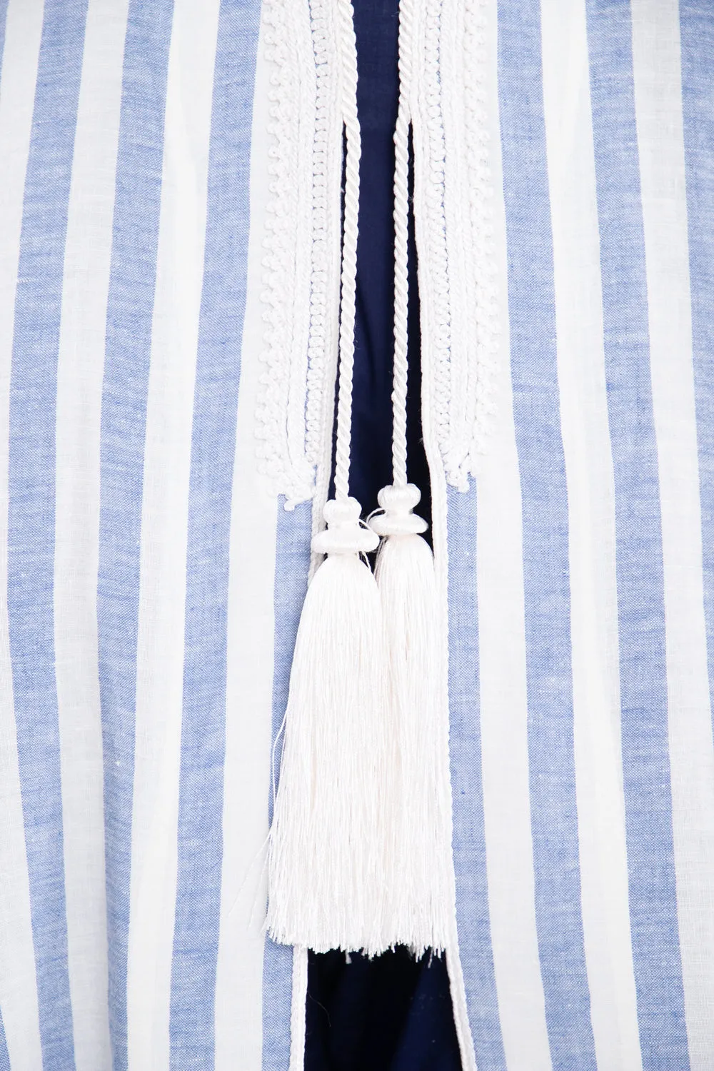 Classic Linen Striped Blue With White Poncho