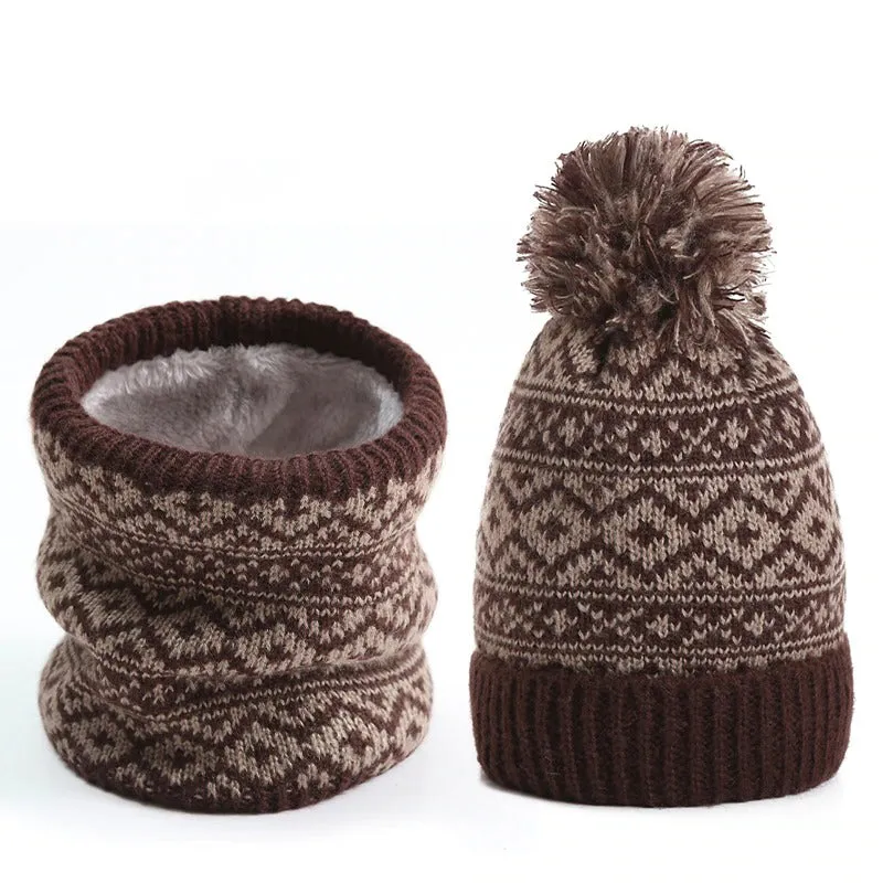 Classic Winter Neck Warmer and Pompom Beanie Set