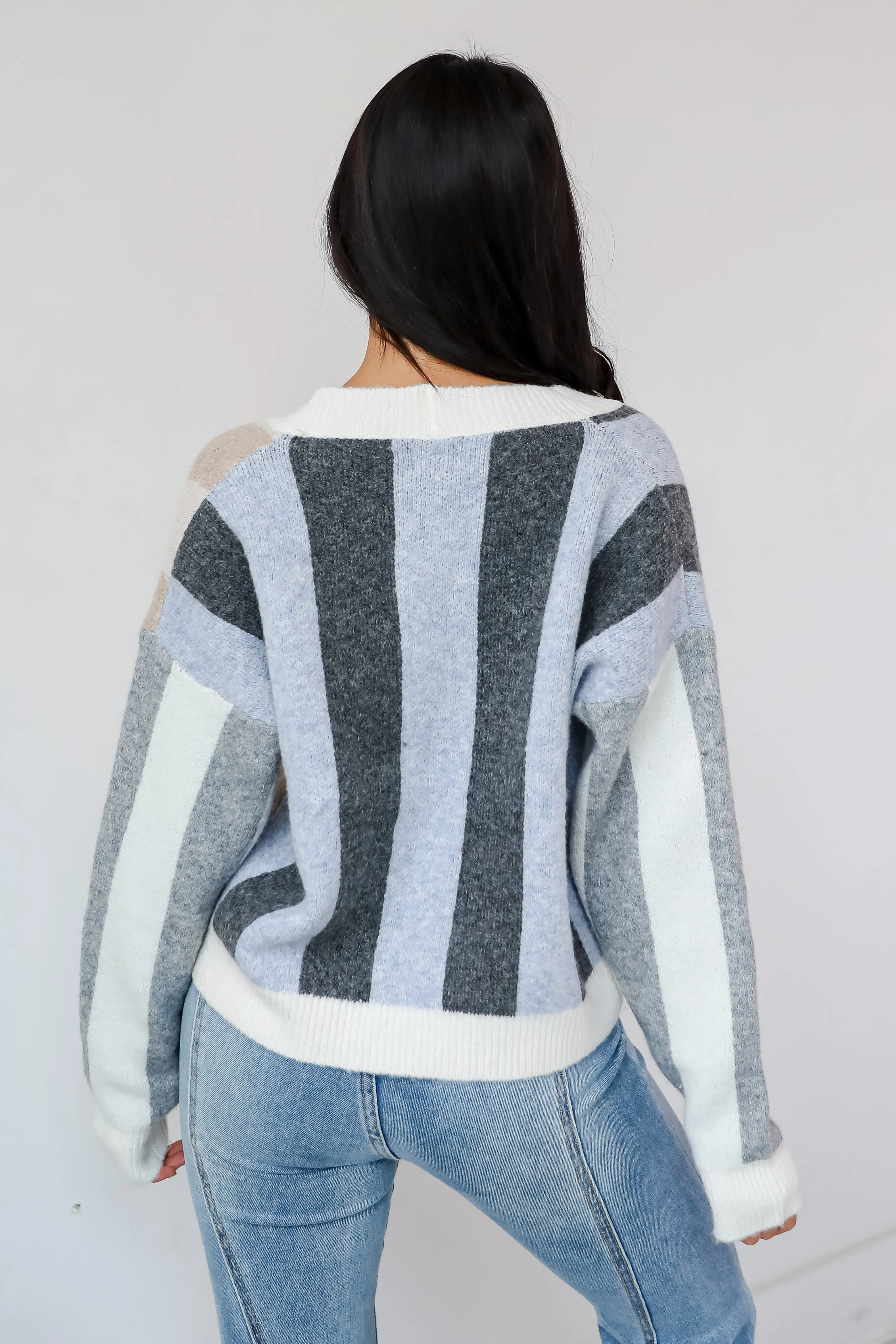 Classically Cozy Striped Color Block Sweater Cardigan