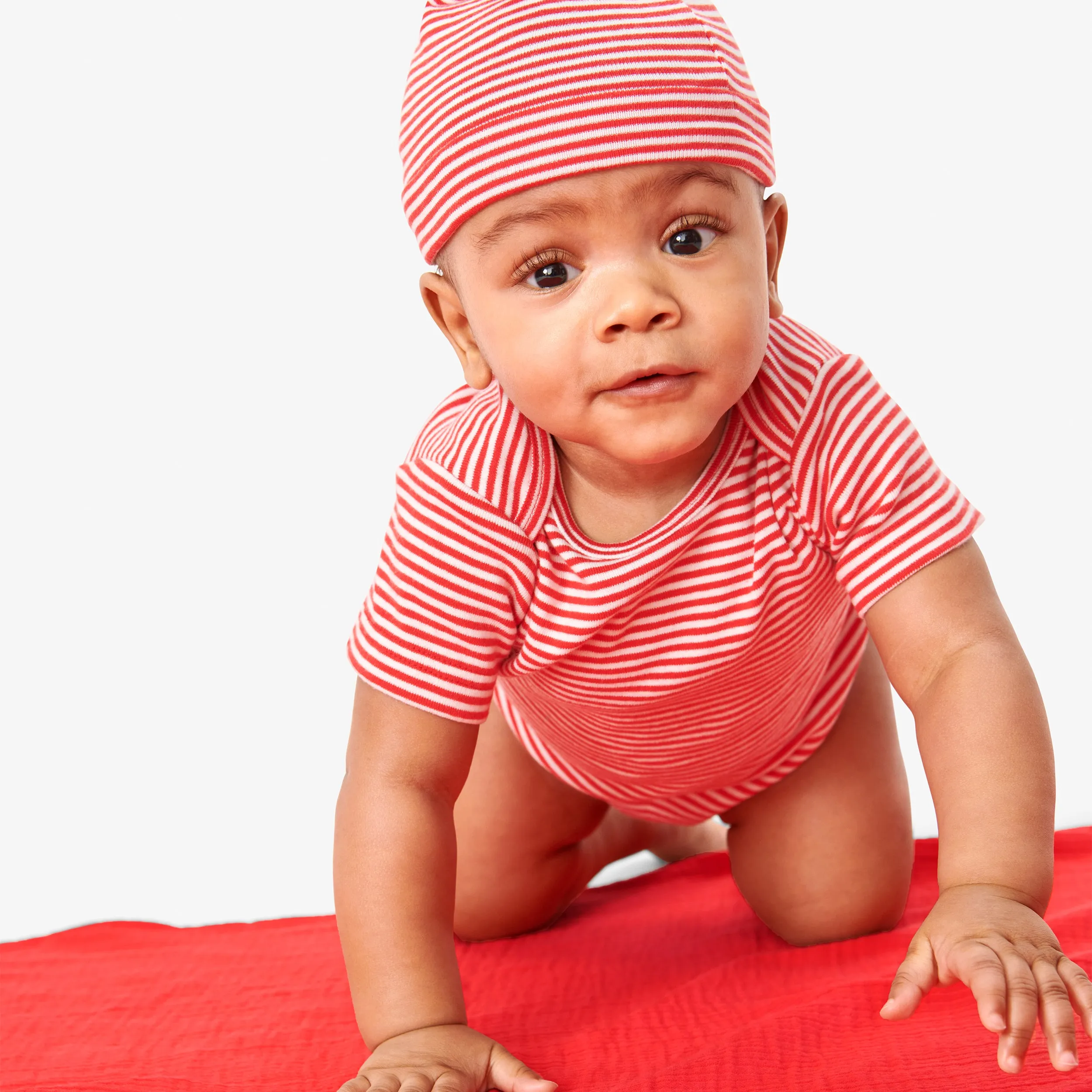 Clearance baby organic hat in mini stripe