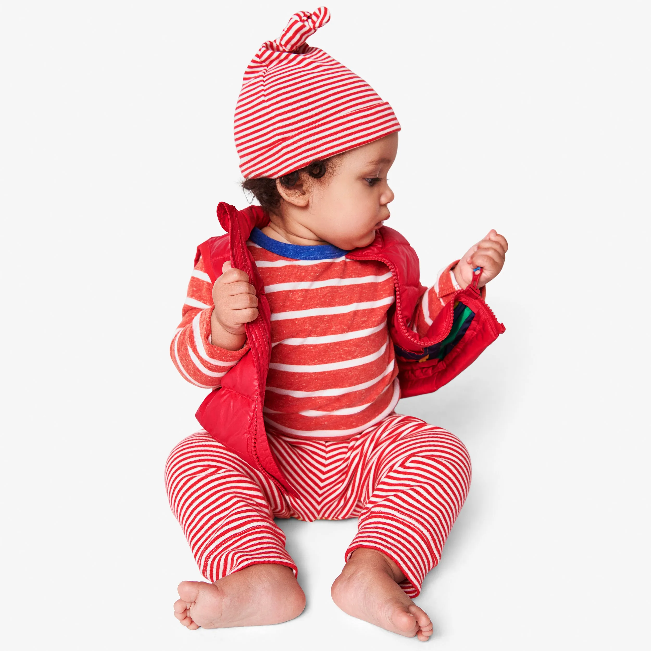 Clearance baby organic hat in mini stripe