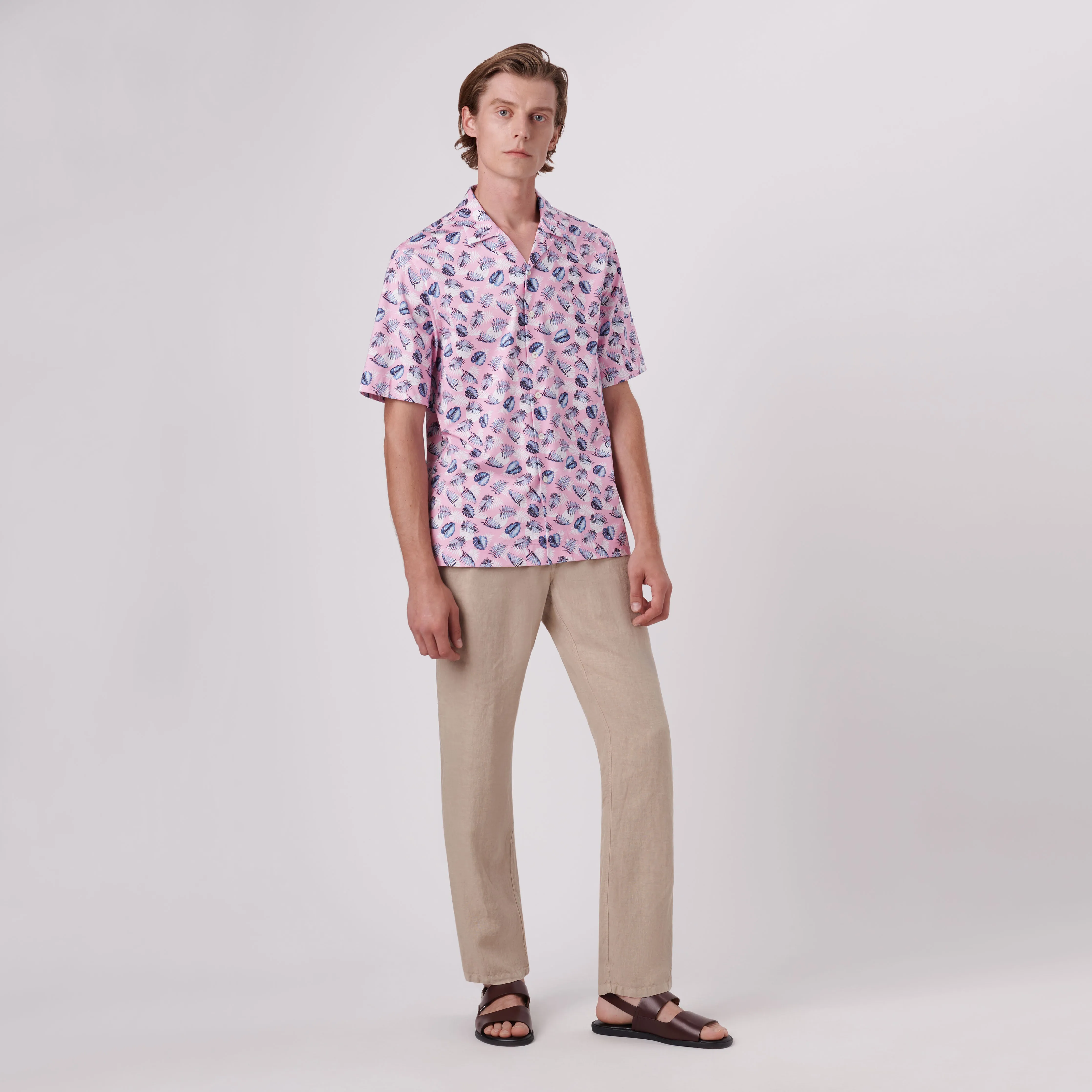 Cole Leaf Print OoohCotton Camp Shirt