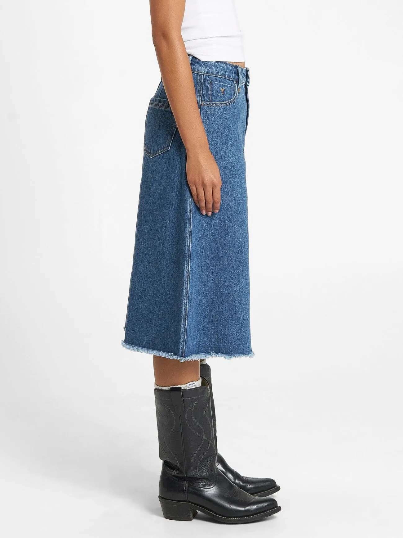 Cooper Midi Skirt - Rinsed Blue