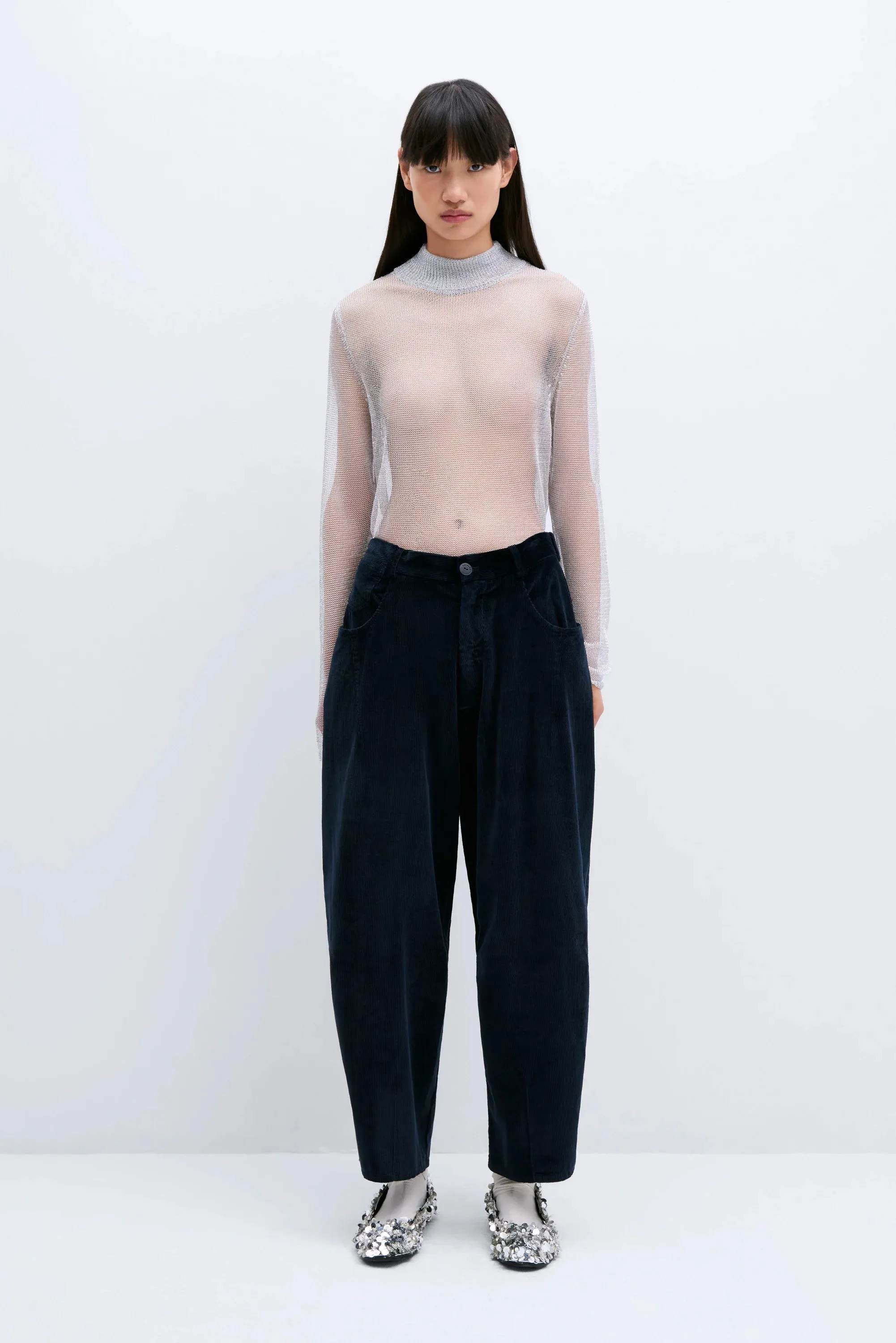 CORDUROY BAGGY PANTS - NAVY