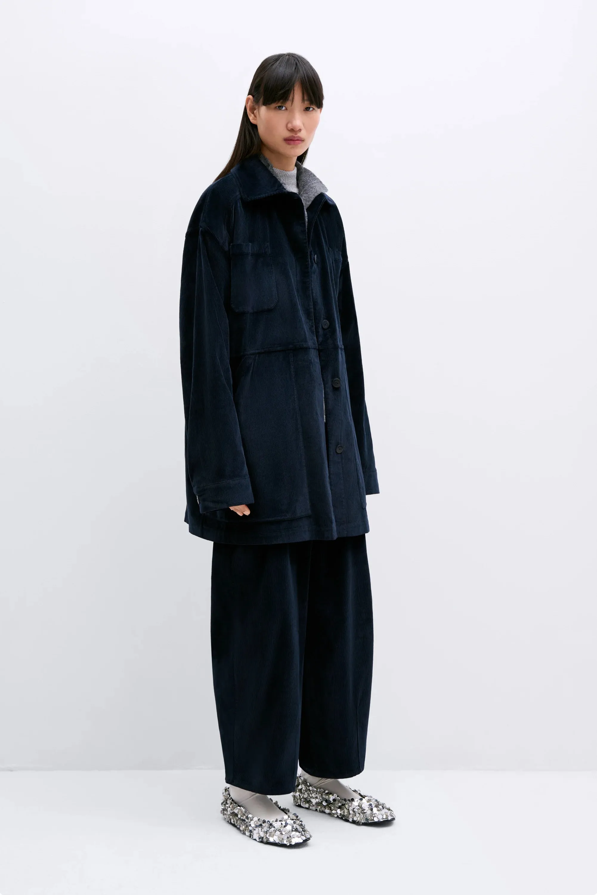 CORDUROY BAGGY PANTS - NAVY