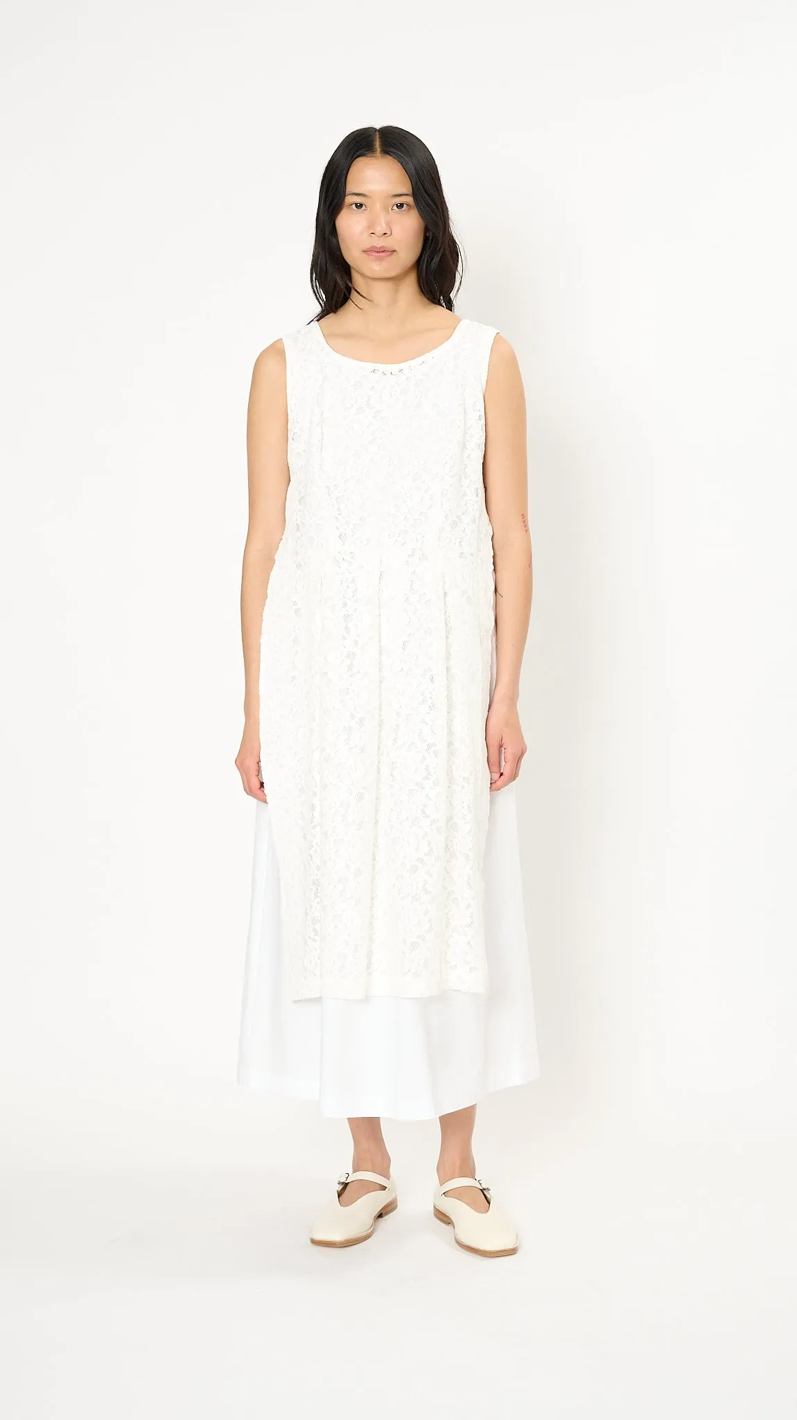 Cotton and Lace Dress in White