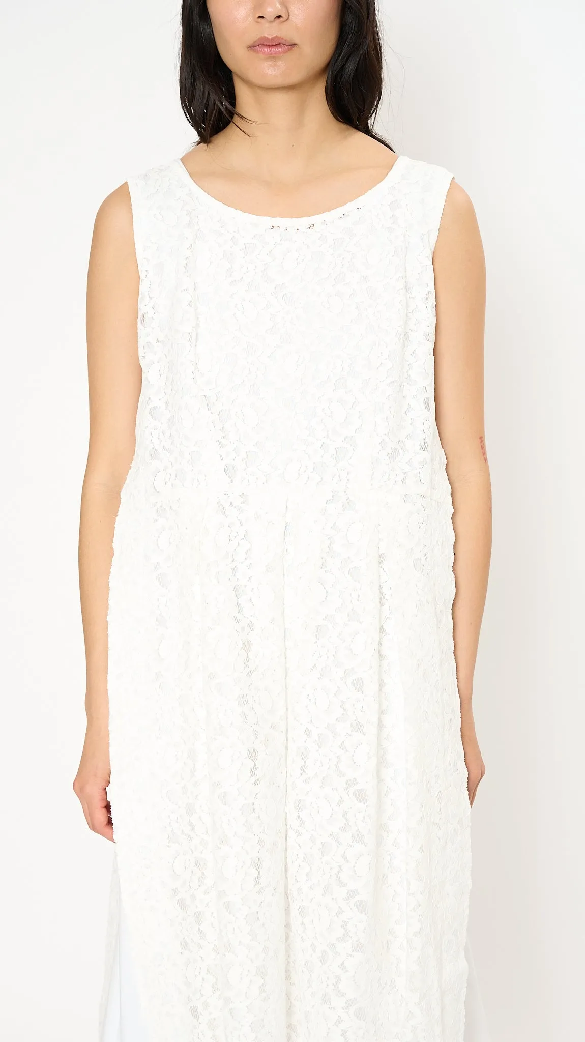 Cotton and Lace Dress in White