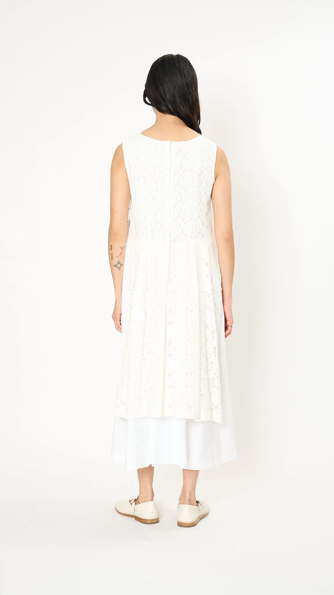 Cotton and Lace Dress in White