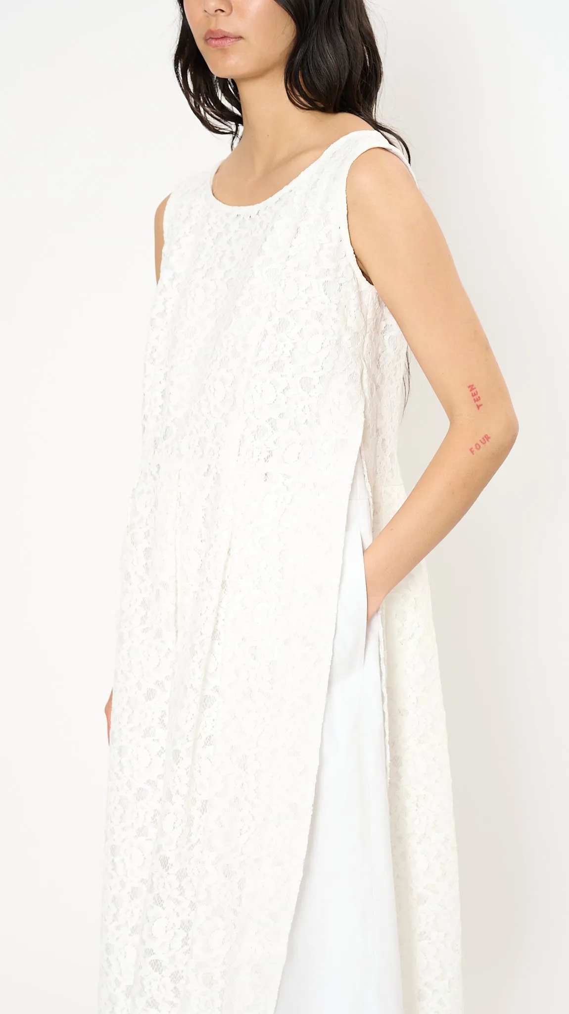 Cotton and Lace Dress in White