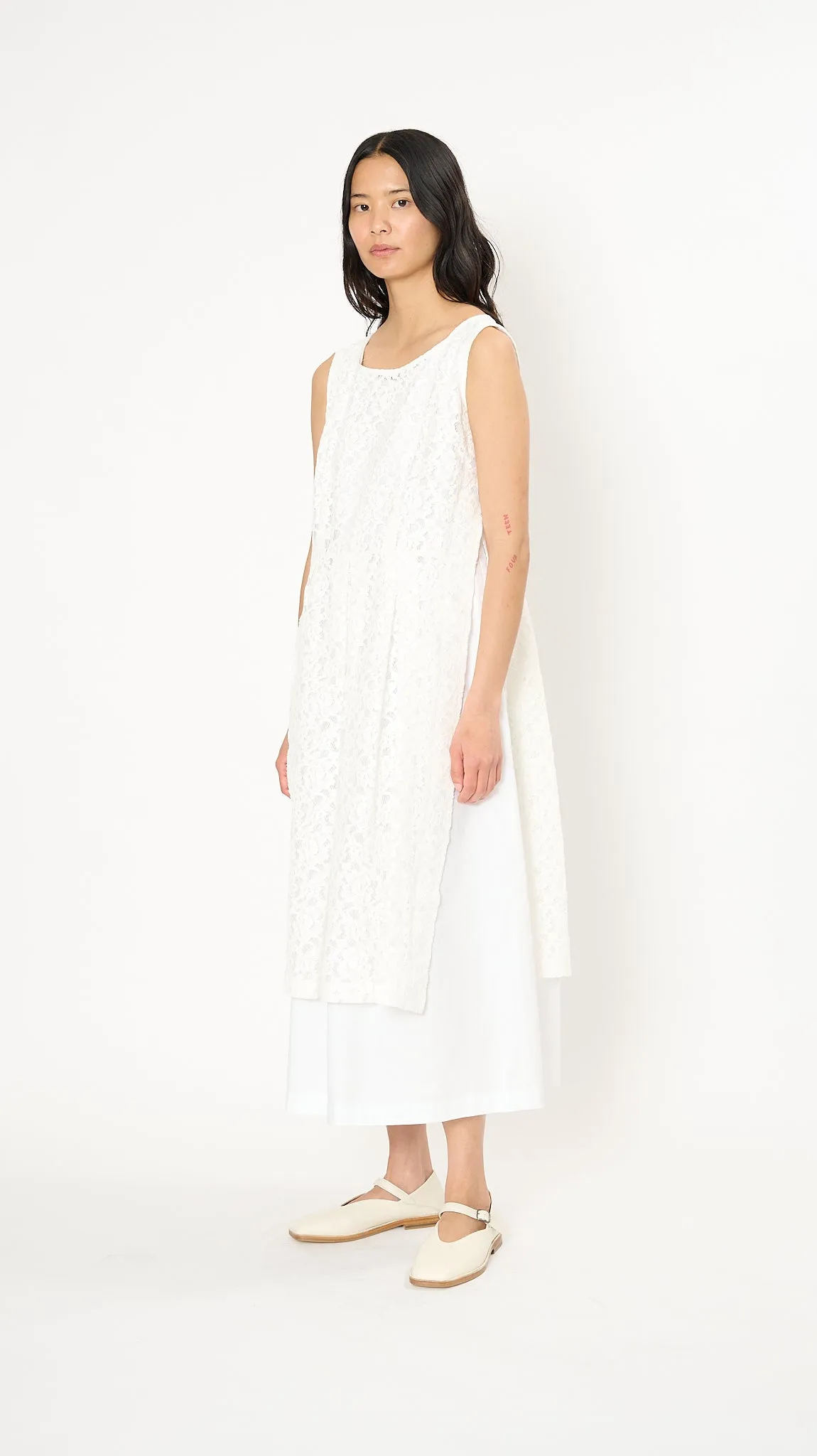 Cotton and Lace Dress in White