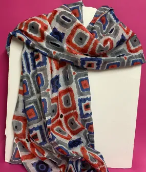 Cotton Summer Scarf- Tile Navy