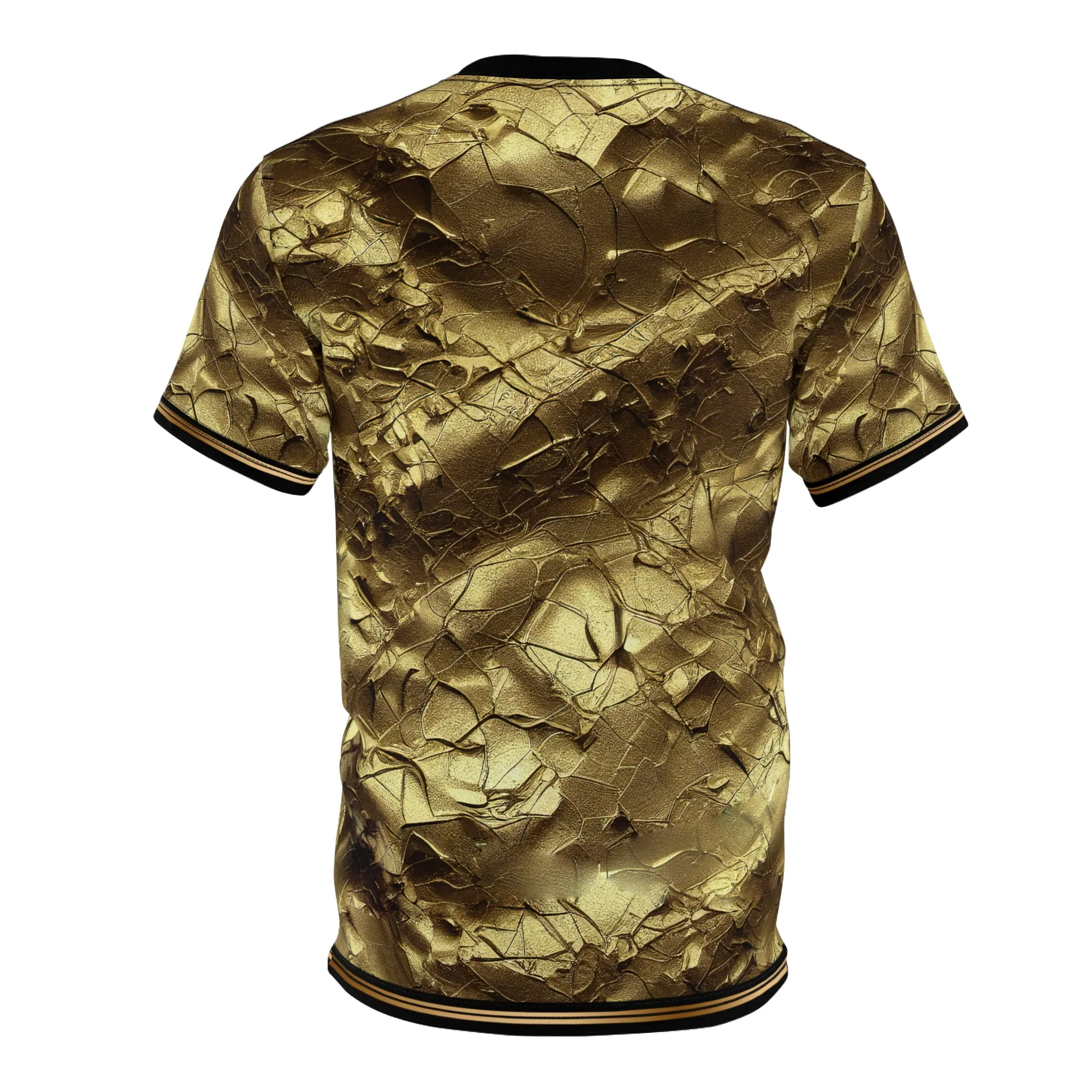 Cracks of Gold T-Shirt Unisex All Over Print Tee Crumpled Gold Unisex T-Shirt Gold Print Tee | X3343