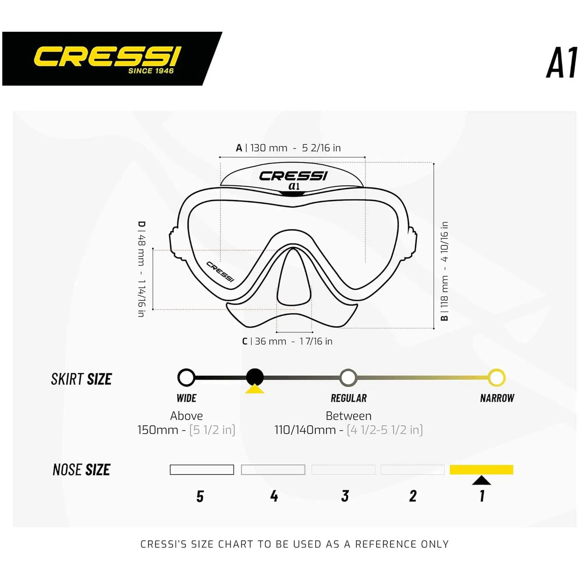 Cressi A1 Anti-Fog Dive Mask   Epsilon SPE Dry Snorkel Combo