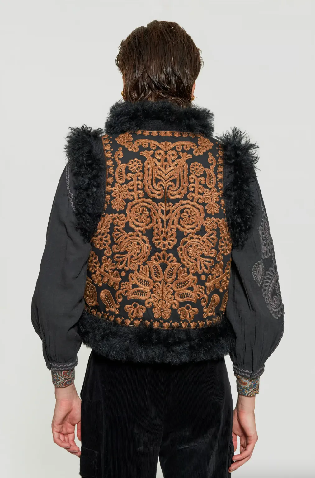 Danie Embroidered Gilet - Black