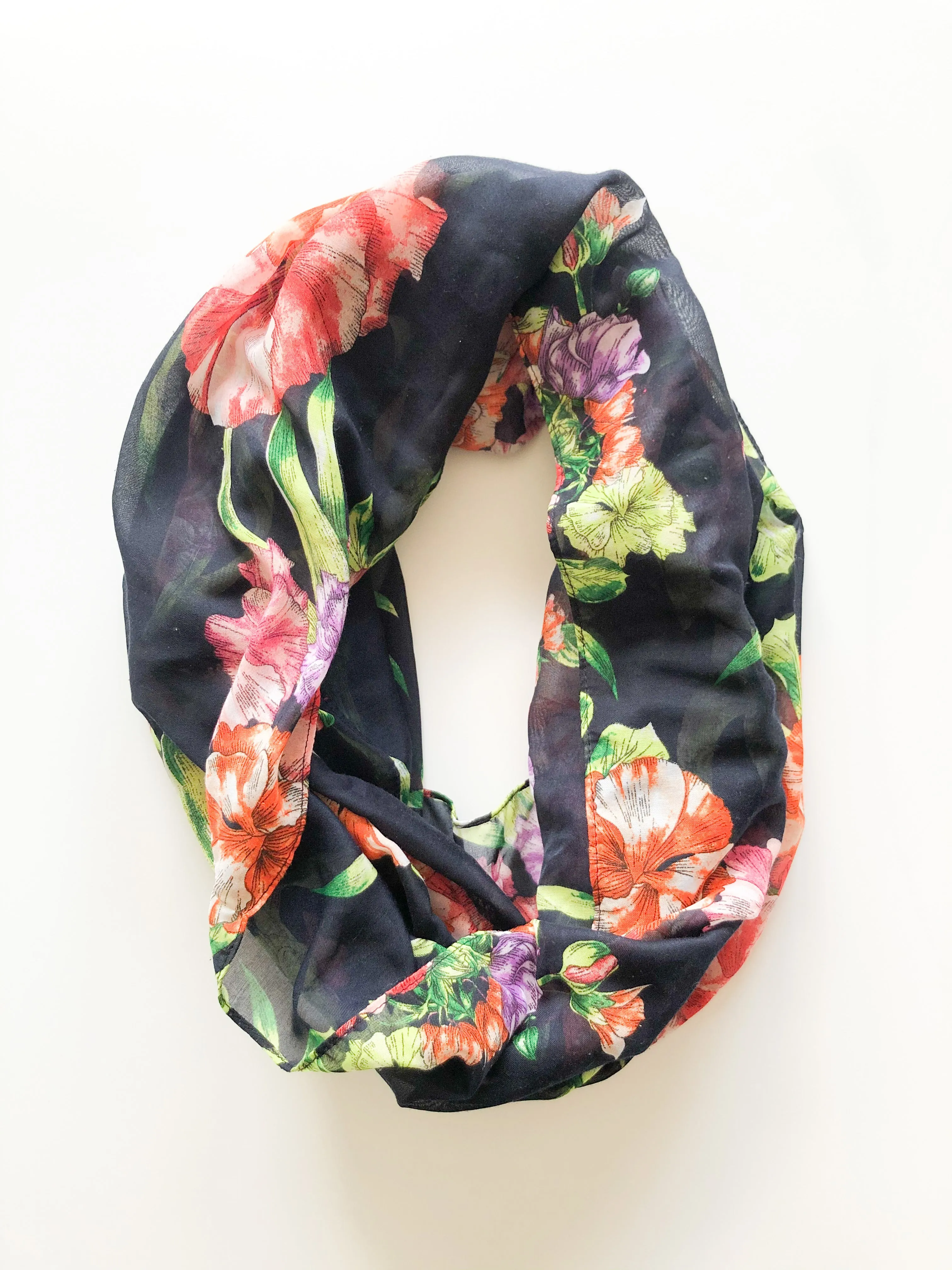 Dark Floral Circle Scarf