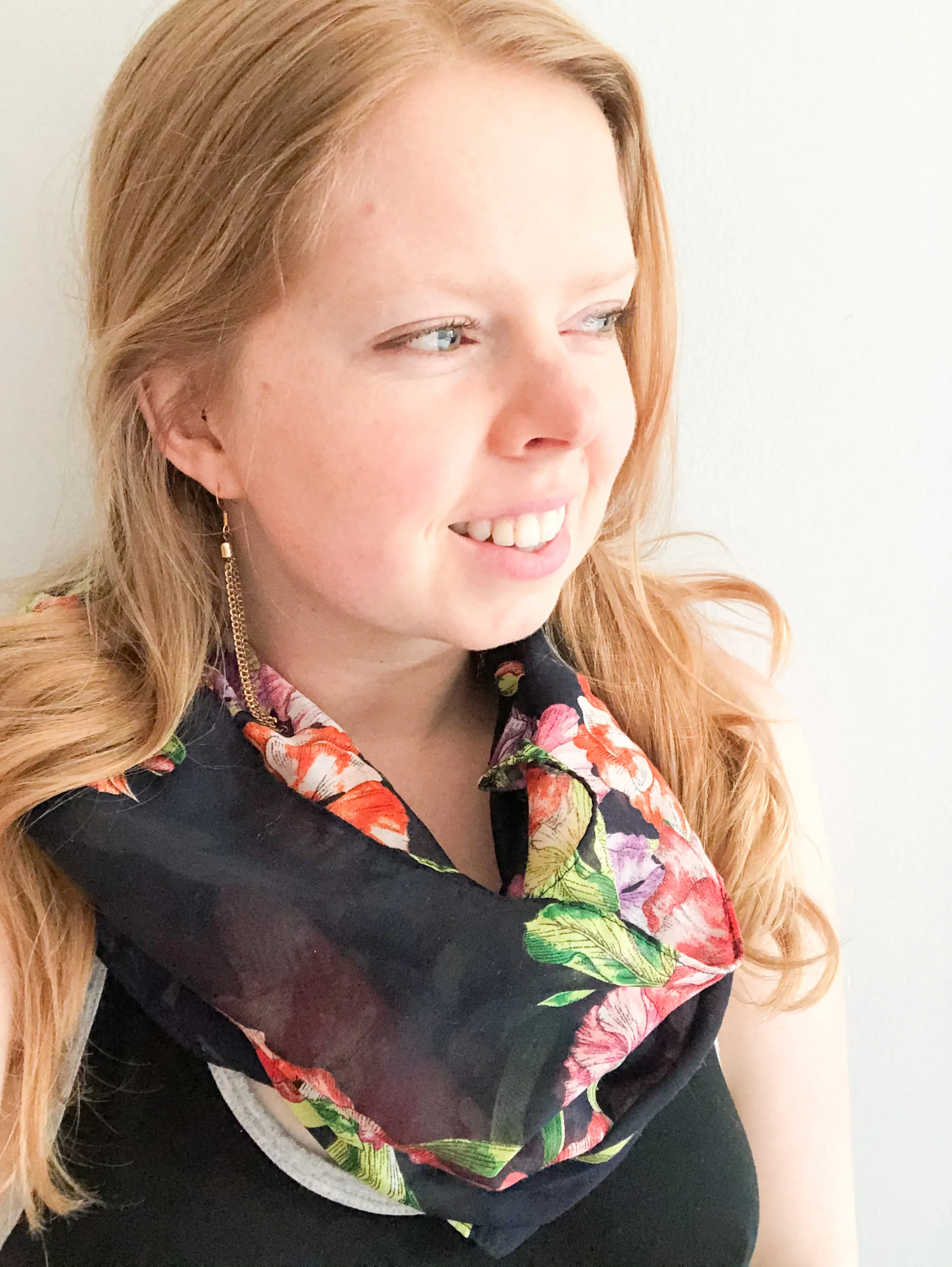 Dark Floral Circle Scarf