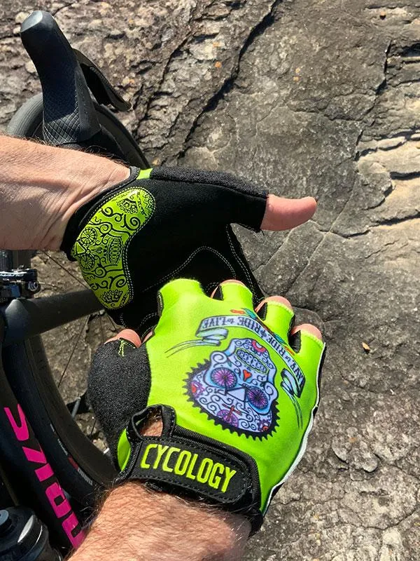 Day of the Living Cycling Gloves Lime