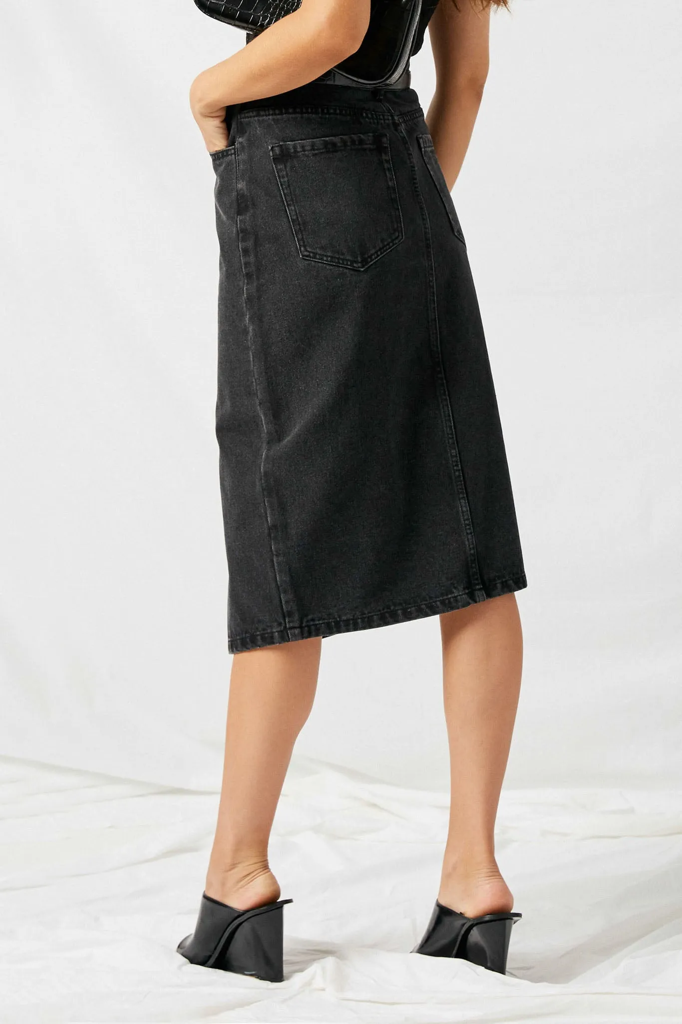 Denim Midi Pencil Skirt