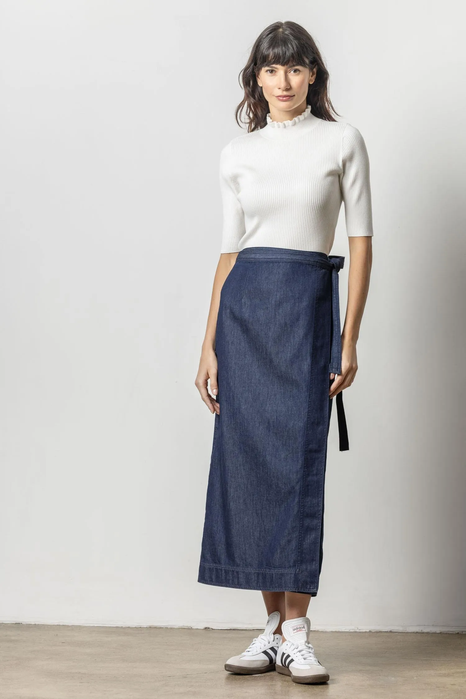 Denim Wrap Skirt | Dark Wash