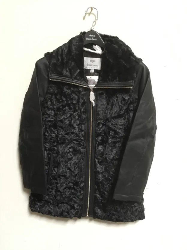 Dennis Basso Faux Fur Zip Front Jacket with Zip-Off Sleeves XX-Small	Black