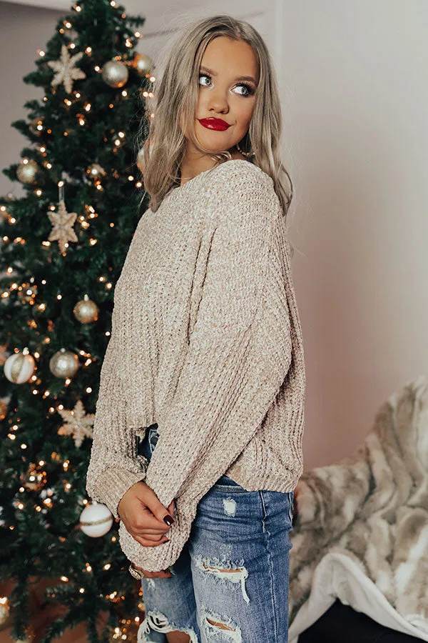 Denver Date Night Cropped Chenille Sweater in Birch