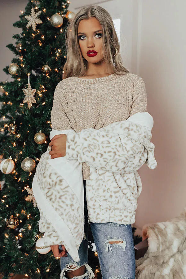 Denver Date Night Cropped Chenille Sweater in Birch