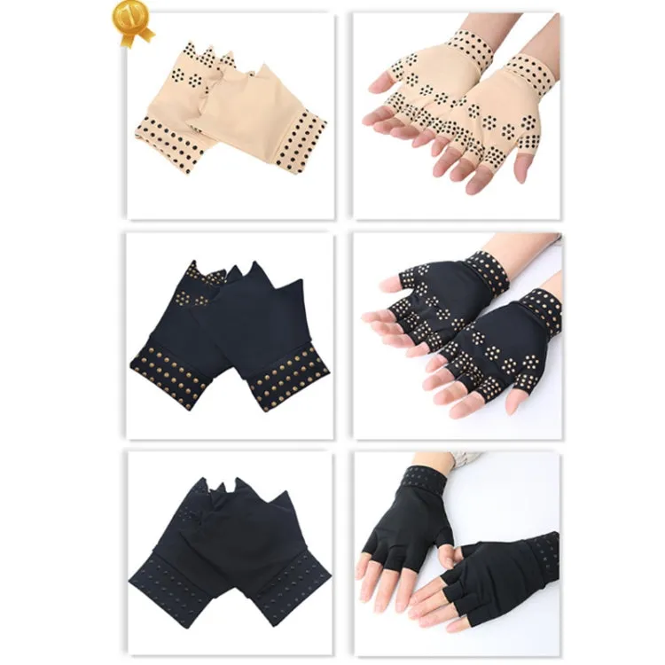 Dispensing Half Finger Non-slip Pressure Gloves Joint Training Sports Gloves, Free Size(Black Gold Dots)